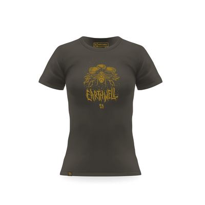 Earthwell Women's Bee Pollinator Graphic T-Shirt / Coal / Front View