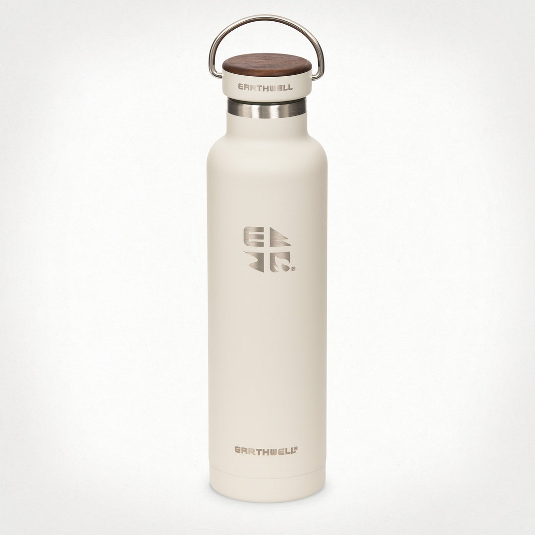 22oz (650 ml) Earthwell® Woodie™ Vacuum Bottle w/ Walnut Cap - Baja Sand