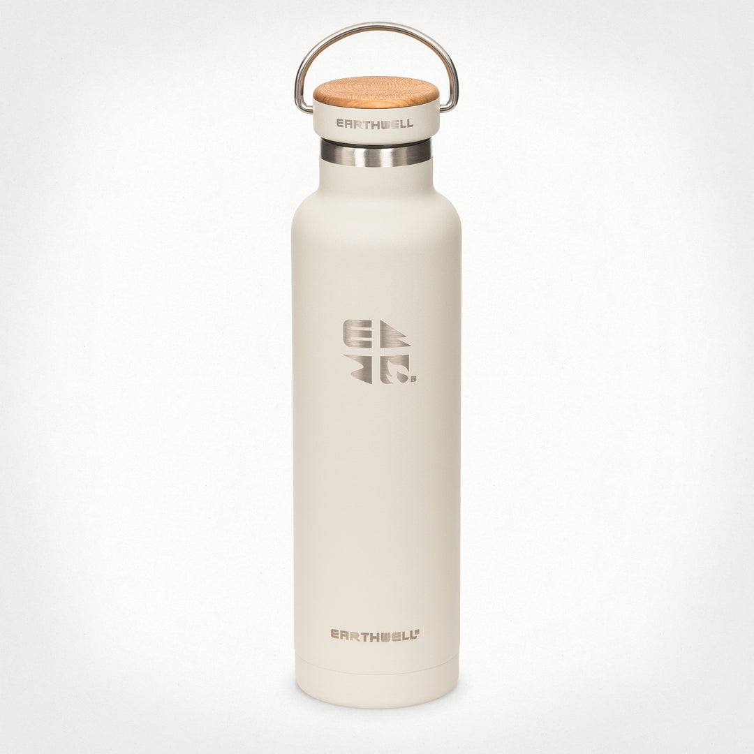 22oz (650 ml) Earthwell® Woodie™ Vacuum Bottle w/ Maple Cap - Baja Sand