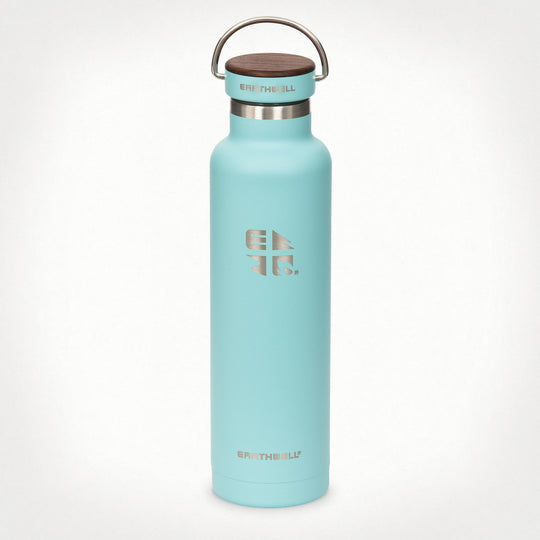 22oz (650 ml) Earthwell® Woodie™ Vacuum Bottle w/ Walnut Cap - Aqua Blue