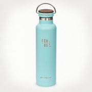  22oz (650 ml) Earthwell® Woodie™ Vacuum Bottle w/ Walnut Cap - Aqua Blue