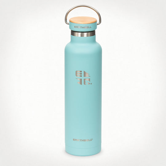 22oz (650 ml) Earthwell® Woodie™ Vacuum Bottle w/ Maple Cap - Aqua Blue
