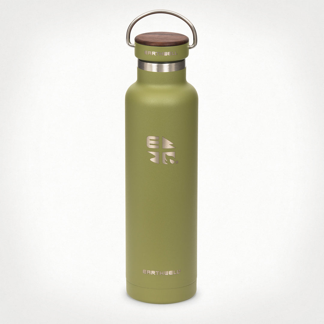 22oz (650 ml) Earthwell® Woodie™ Vacuum Bottle w/ Walnut Cap - Sequoia Pine