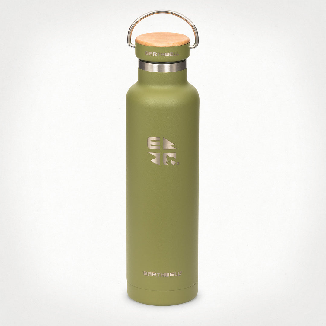 22oz (650 ml) Earthwell® Woodie™ Vacuum Bottle w/ Maple Cap - Sequoia Pine