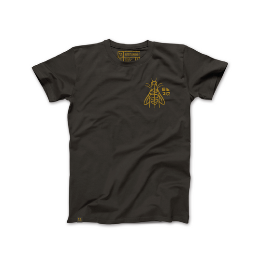 Earthwell Men's Bee Pollinator Graphic T-Shirt / Coal / Front View