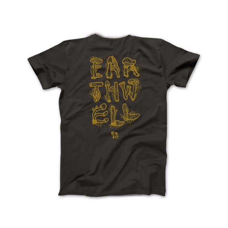 Earthwell Men's Origin Fungi Graphic T-Shirt / Coal / Back