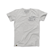 Earthwell Men's Salmon Run Graphic T-Shirt / Light Grey / Front View