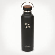  22oz (650 ml) Earthwell® Woodie™ Vacuum Bottle w/ Walnut Cap - Volcanic Black