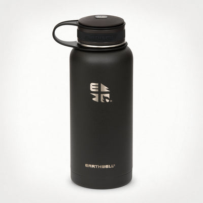 32 oz (.95L) Earthwell® Kewler™ Wide Mouth Vacuum Insulated Bottle - Volcanic Black