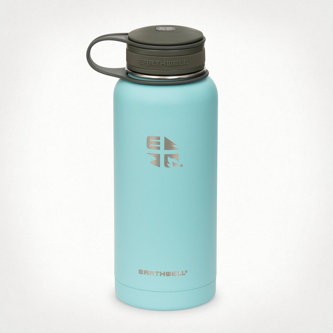 32 oz (.95L) Earthwell® Kewler™ Wide Mouth Vacuum Insulated Bottle - Aqua Blue